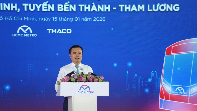 Phó Chủ tịch UBND TP. Hồ Chí Minh Bùi Xuân Cường phát biểu tại lễ khởi công.