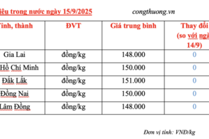 Giá tiêu hôm nay 15/9/2025: Duy trì ổn định