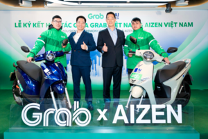 Grab Việt Nam hợp tác với AIZEN Việt Nam mang đến giải pháp thuê xe máy điện cho đối tác tài xế Grab