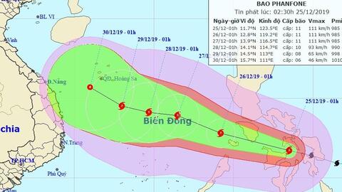 CẬP NHẬT: Tin bão PHANFONE và các chỉ đạo ứng phó