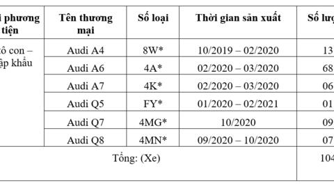 Triệu hồi xe ô tô Audi model 2019 đến 2021 vì lỗi kỹ thuật nguy hiểm