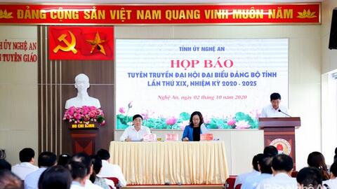 Ban Chấp hành Đảng bộ tỉnh Nghệ An khóa XIX, nhiệm kỳ 2020 -2025 sẽ có 66 ủy viên