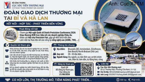 Cục Xúc tiến thương mại tổ chức đoàn giao dịch thương mại tại Bỉ và Hà Lan