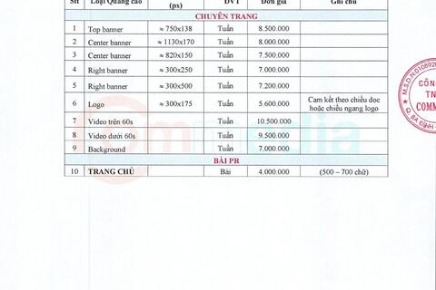 Báo giá chuyên trang website 2022