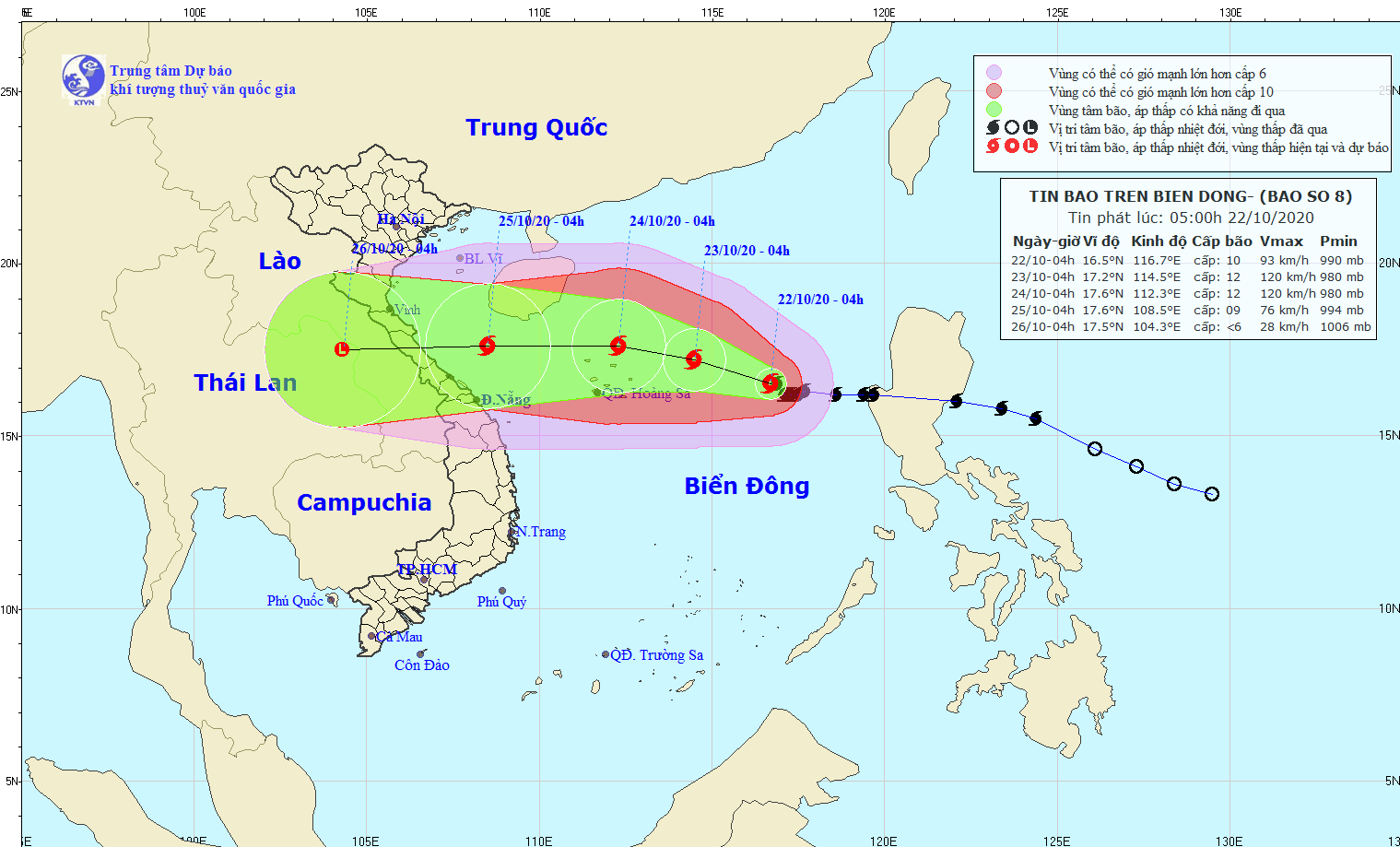 Bão số 8 giật cấp 14, sức gió mạnh nhất tới 135km/h