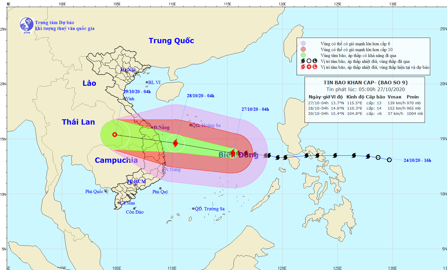 Bão số 9 đang lao nhanh về phía Đà Nẵng - Phú Yên, giật cấp 17, từ mai Nghệ An có mưa to