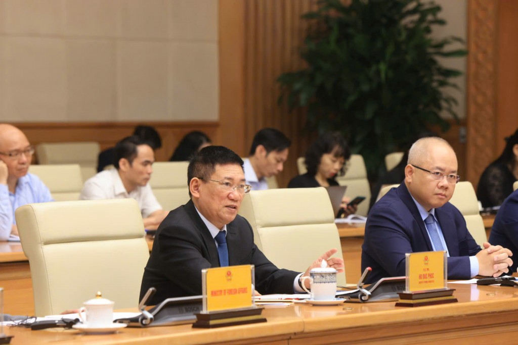 Phó Thủ tướng Hồ Đức Phớc đánh giá cao vai trò của MEDEF trong việc tổ chức hoạt động xúc tiến đầu tư và thương mại trong thời gian qua, góp phần tăng cường vào quan hệ hợp tác kinh tế Việt Nam - Pháp. Ảnh VGP