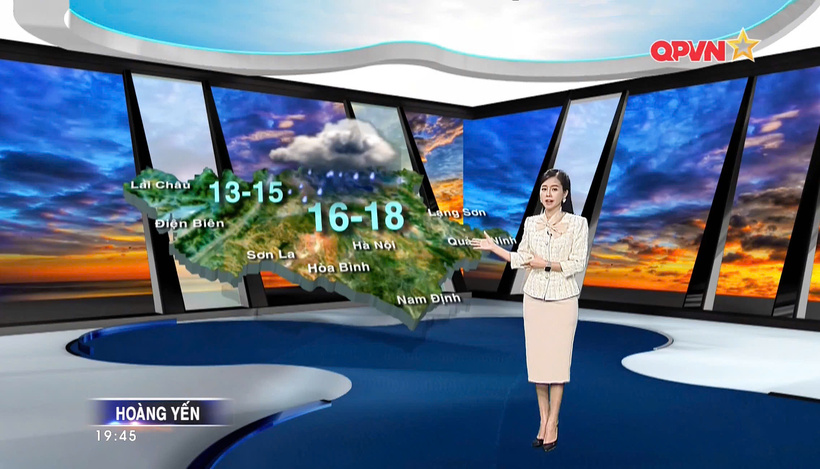 Bùi Hoàng Yến với vai trò là BTV - MC của Truyền hình Quốc Phòng Việt Nam. Ảnh: NVCC.