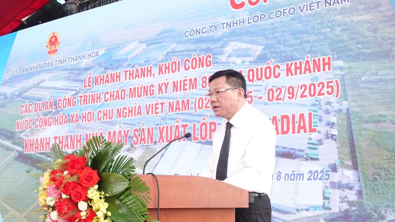 Ông Nguyễn Văn Thi, Phó Chủ tịch Thường trực UBND tỉnh Thanh Hóa phát biểu tại buổi lễ khánh thành