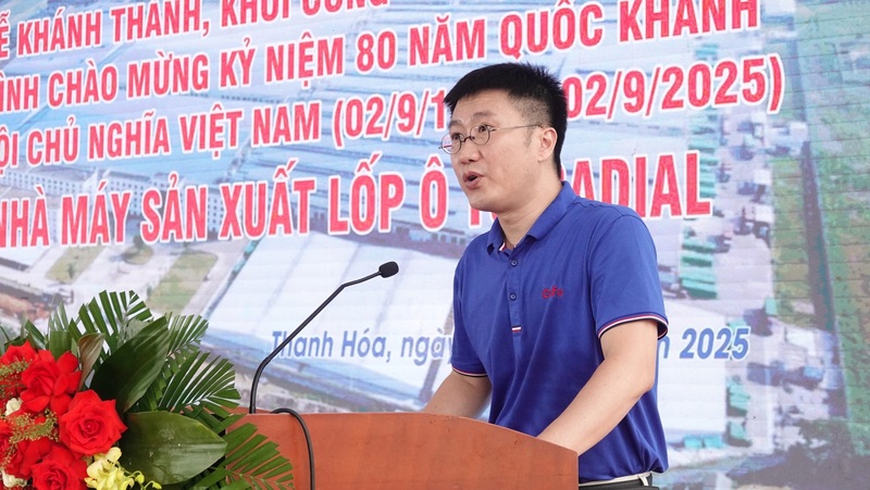 Ông Chan Yung Tổng Giám đốc Công ty TNHH Lốp COFO Việt Nam phát biểu tại lễ khánh thành nhà máy