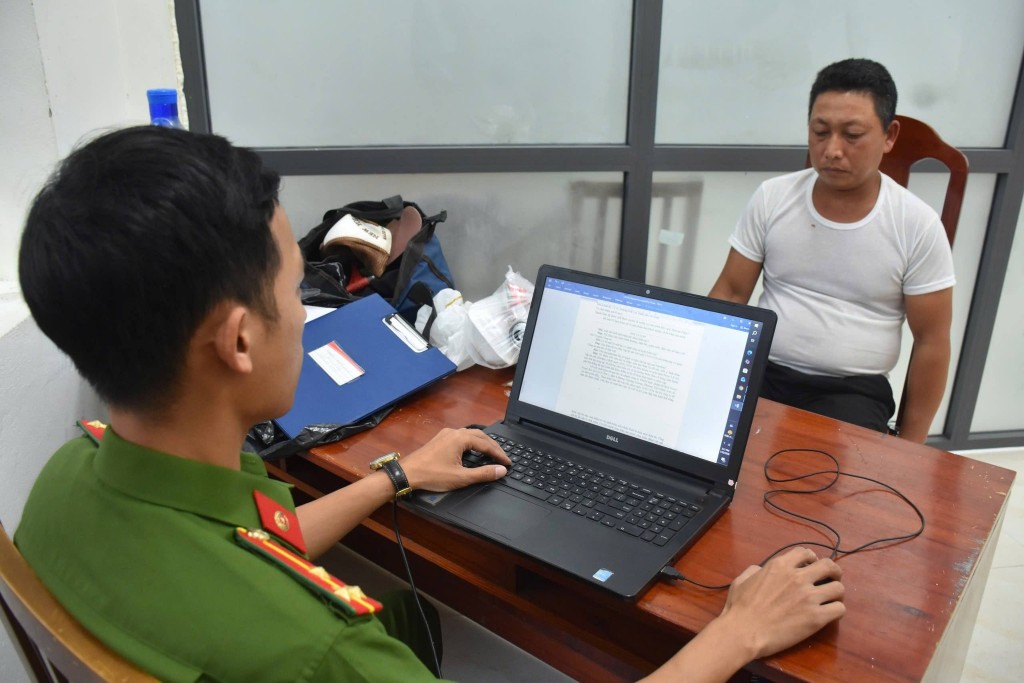 Đối tượng Trần Đại tại cơ quan Công an