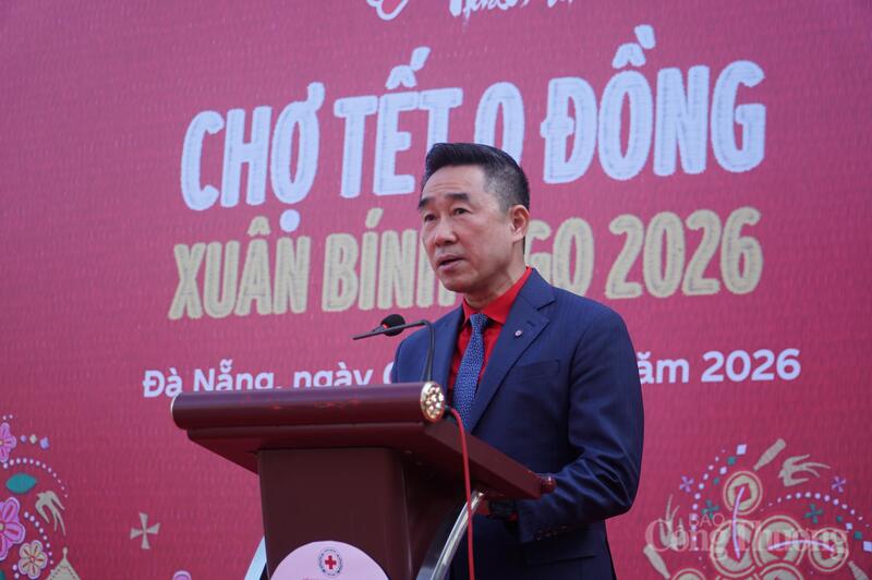Ông Nguyễn Hải Anh, Phó Chủ tịch, Tổng thư ký Trung ương Hội Chữ thập đỏ Việt Nam phát biểu tại chương trình.