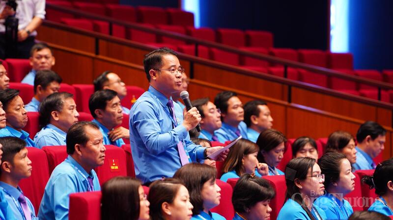 Đại biểu Hoàng Phúc Long, Chủ tịch Công đoàn Liên doanh Việt - Nga Vietsovpetro (VSP), Công đoàn Petrovietnam. Ảnh: Thái Mạnh