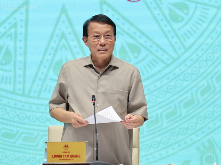 Bộ trưởng Bộ Công an Lương Tam Quang phát biểu. Ảnh: Nhật Bắc