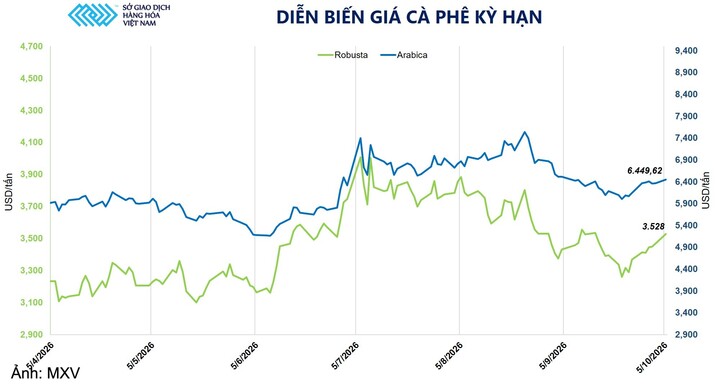 Diễn biến giá cà phê kỳ hạn.