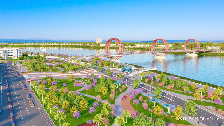 Kiến trúc cây cầu lấy hình tượng ba vòng tròn nối tiếp nhau, gợi liên tưởng đến hình ảnh bờ xe nước quen thuộc trên sông Trà Khúc, mang đậm bản sắc văn hóa đặc trưng của vùng đất Quảng Ngãi.